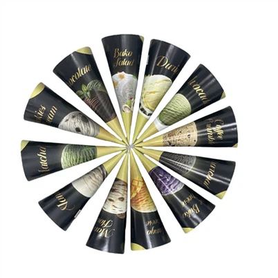 Kafe va restoranlar zanjiri uchun 22 daraja 65 * 167 mm alyuminiy folga qog'oz konus